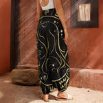 Gold And Black Virgo Sign Print Harem Pants