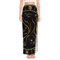 Gold And Black Virgo Sign Print High Slit Maxi Skirt