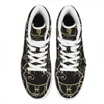Gold And Black Virgo Sign Print High Top Leather Sneakers