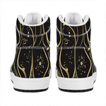 Gold And Black Virgo Sign Print High Top Leather Sneakers