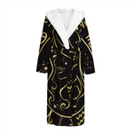 Gold And Black Virgo Sign Print Hooded Bathrobe