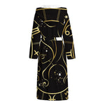 Gold And Black Virgo Sign Print Hooded Bathrobe