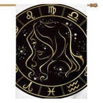 Gold And Black Virgo Sign Print House Flag