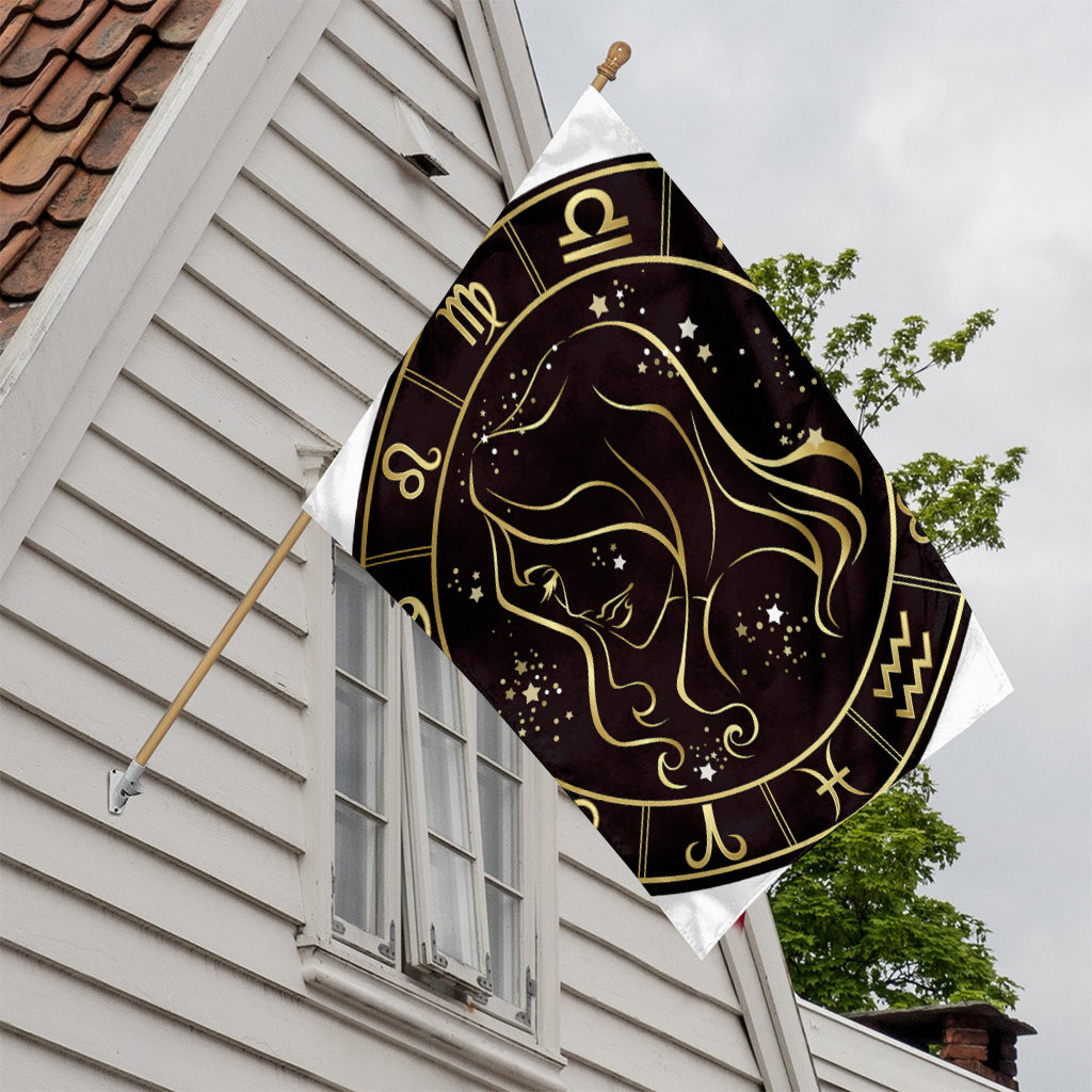 Gold And Black Virgo Sign Print House Flag