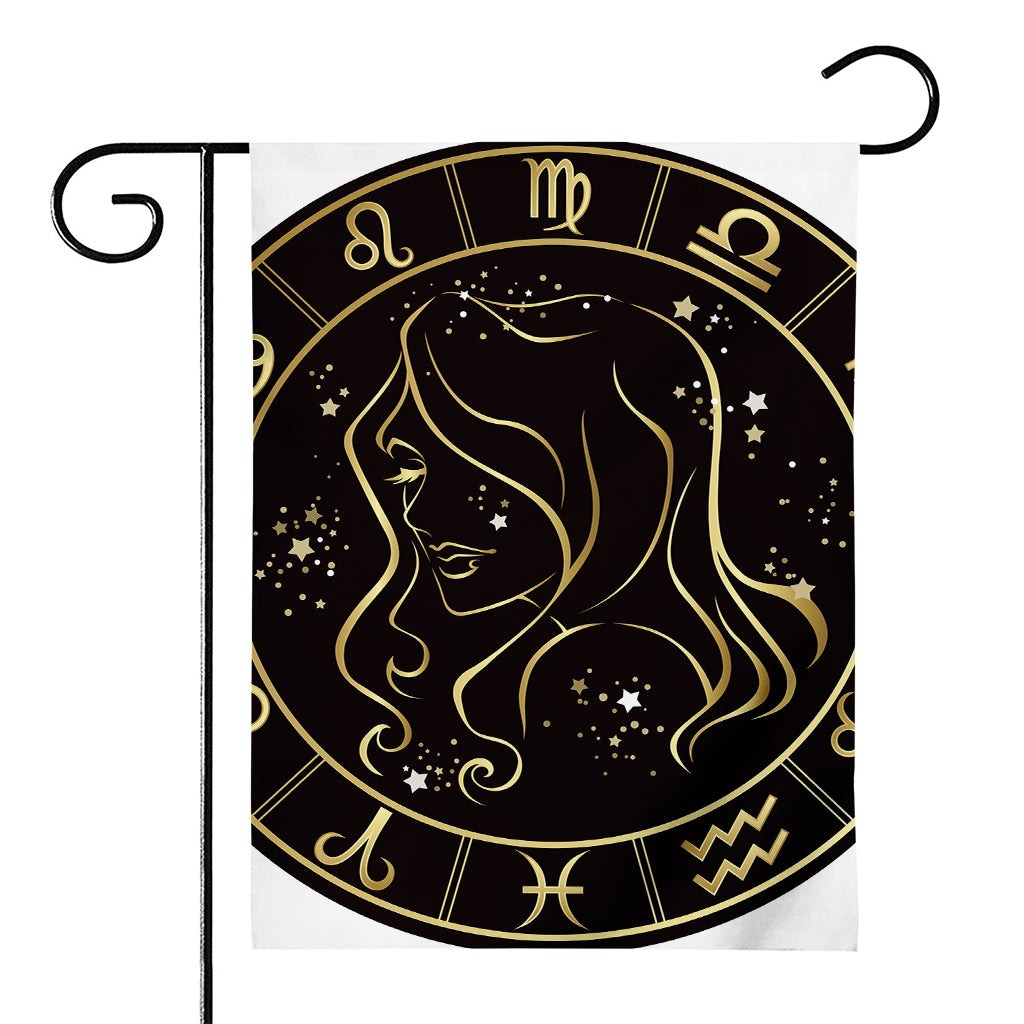 Gold And Black Virgo Sign Print House Flag