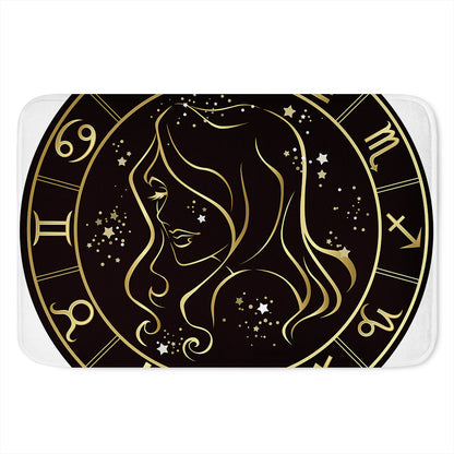 Gold And Black Virgo Sign Print Indoor Door Mat