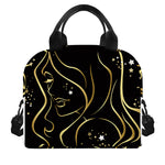 Gold And Black Virgo Sign Print Insulated Lunch Bag