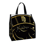 Gold And Black Virgo Sign Print Insulated Lunch Tote