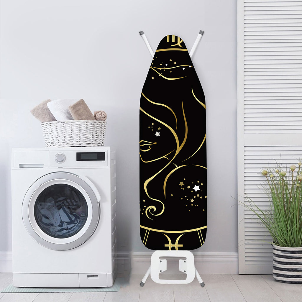 Gold And Black Virgo Sign Print Ironing Board Cover