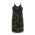 Gold And Black Virgo Sign Print Jersey Midi Cami Dress