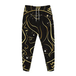 Gold And Black Virgo Sign Print Jogger Pants