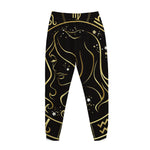 Gold And Black Virgo Sign Print Jogger Pants