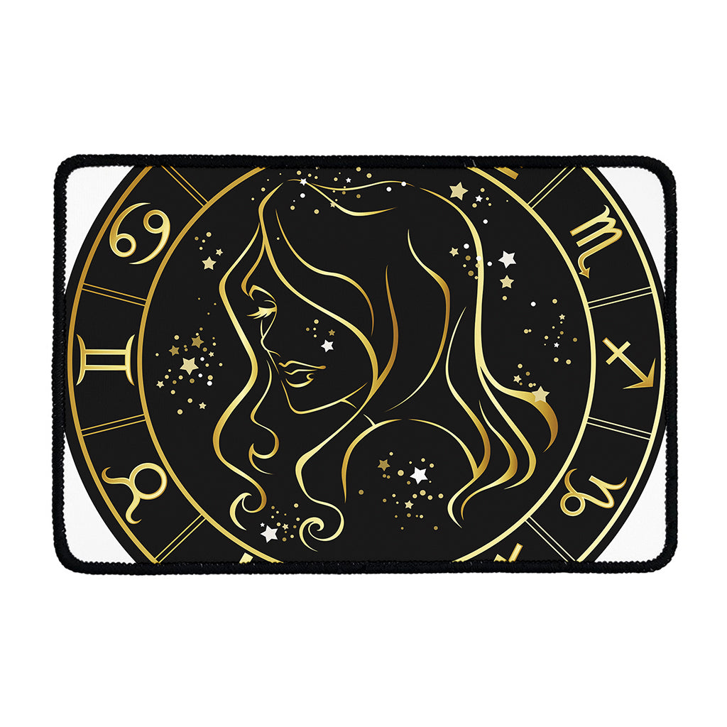 Gold And Black Virgo Sign Print Kitchen Mat