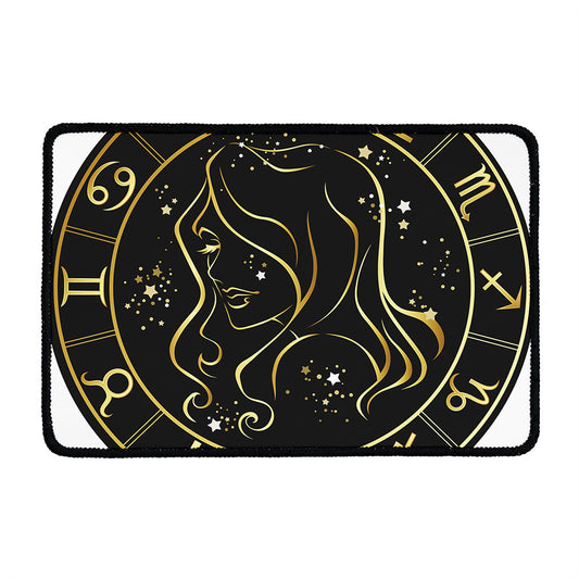Gold And Black Virgo Sign Print Kitchen Mat