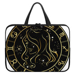 Gold And Black Virgo Sign Print Laptop Sleeve With Handle