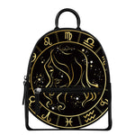 Gold And Black Virgo Sign Print Leather Backpack