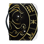 Gold And Black Virgo Sign Print Leather Bible Cover