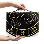 Gold And Black Virgo Sign Print Leather Bible Cover