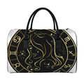 Gold And Black Virgo Sign Print Leather Duffel Bag