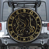 Gold And Black Virgo Sign Print Leather Spare Tire Cover