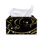 Gold And Black Virgo Sign Print Leather Tissue Box Cover