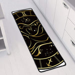 Gold And Black Virgo Sign Print Long Kitchen Mat