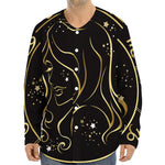 Gold And Black Virgo Sign Print Long Sleeve Baseball Jersey