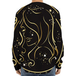 Gold And Black Virgo Sign Print Long Sleeve Baseball Jersey