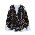Gold And Black Virgo Sign Print Long Sleeve Short Coat