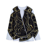 Gold And Black Virgo Sign Print Long Sleeve Short Coat