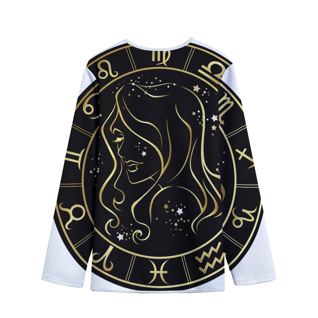 Gold And Black Virgo Sign Print Long Sleeve Short Coat