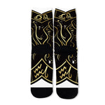 Gold And Black Virgo Sign Print Long Socks
