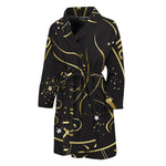 Gold And Black Virgo Sign Print Men's Bathrobe