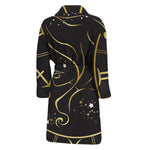 Gold And Black Virgo Sign Print Men's Bathrobe