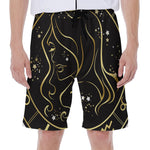 Gold And Black Virgo Sign Print Men's Beach Shorts