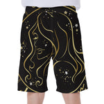 Gold And Black Virgo Sign Print Men's Beach Shorts
