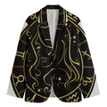 Gold And Black Virgo Sign Print Men's Blazer