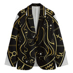 Gold And Black Virgo Sign Print Men's Blazer