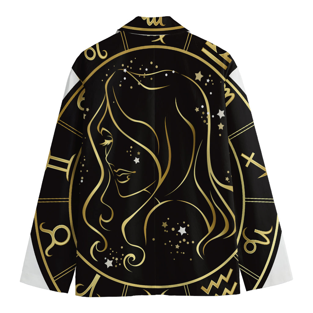 Gold And Black Virgo Sign Print Men's Blazer