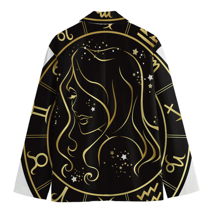 Gold And Black Virgo Sign Print Men's Blazer
