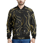 Gold And Black Virgo Sign Print Men's Bomber Jacket