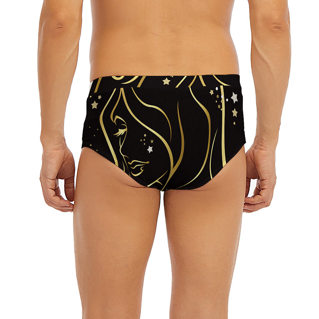 Gold And Black Virgo Sign Print Men's Briefs