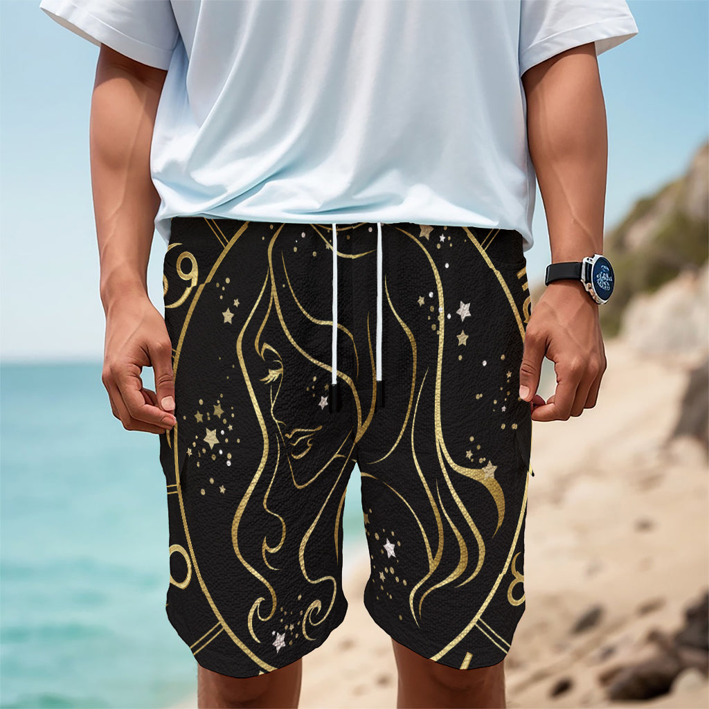 Gold And Black Virgo Sign Print Men's Cargo Shorts