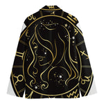 Gold And Black Virgo Sign Print Men's Cotton Blazer