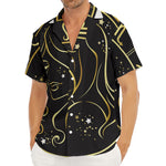 Gold And Black Virgo Sign Print Men's Deep V-Neck Shirt