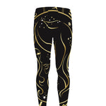 Gold And Black Virgo Sign Print Men's leggings