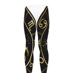 Gold And Black Virgo Sign Print Men's leggings