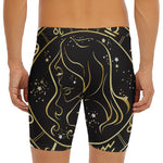 Gold And Black Virgo Sign Print Men's Long Boxer Briefs