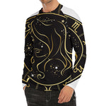 Gold And Black Virgo Sign Print Men's Long Sleeve Rash Guard