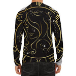 Gold And Black Virgo Sign Print Men's Long Sleeve Rash Guard